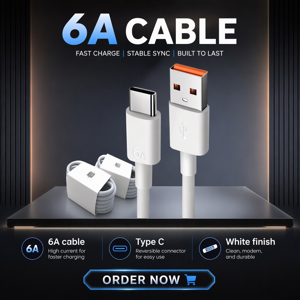 100W 6A USB-A to USB-C Cable — 3