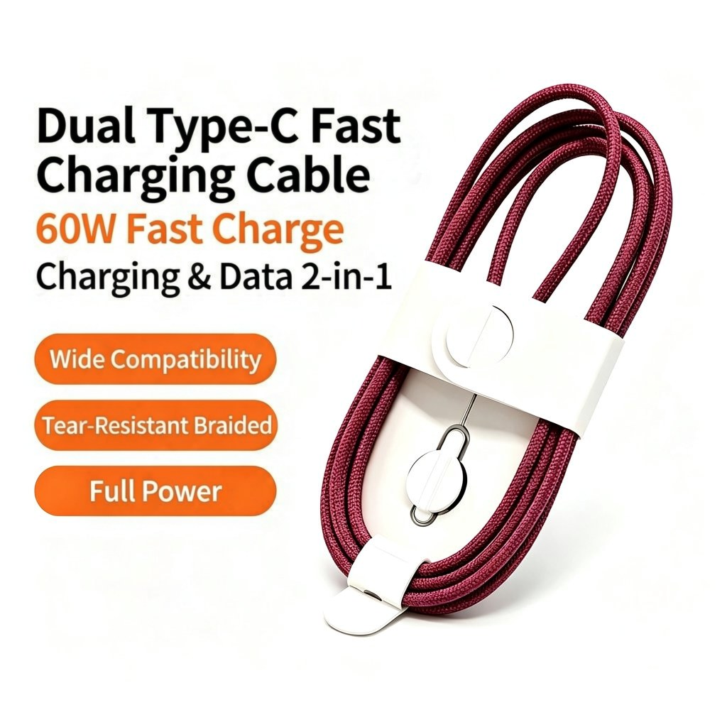 Cherry Red Braided USB-C Cable — 2