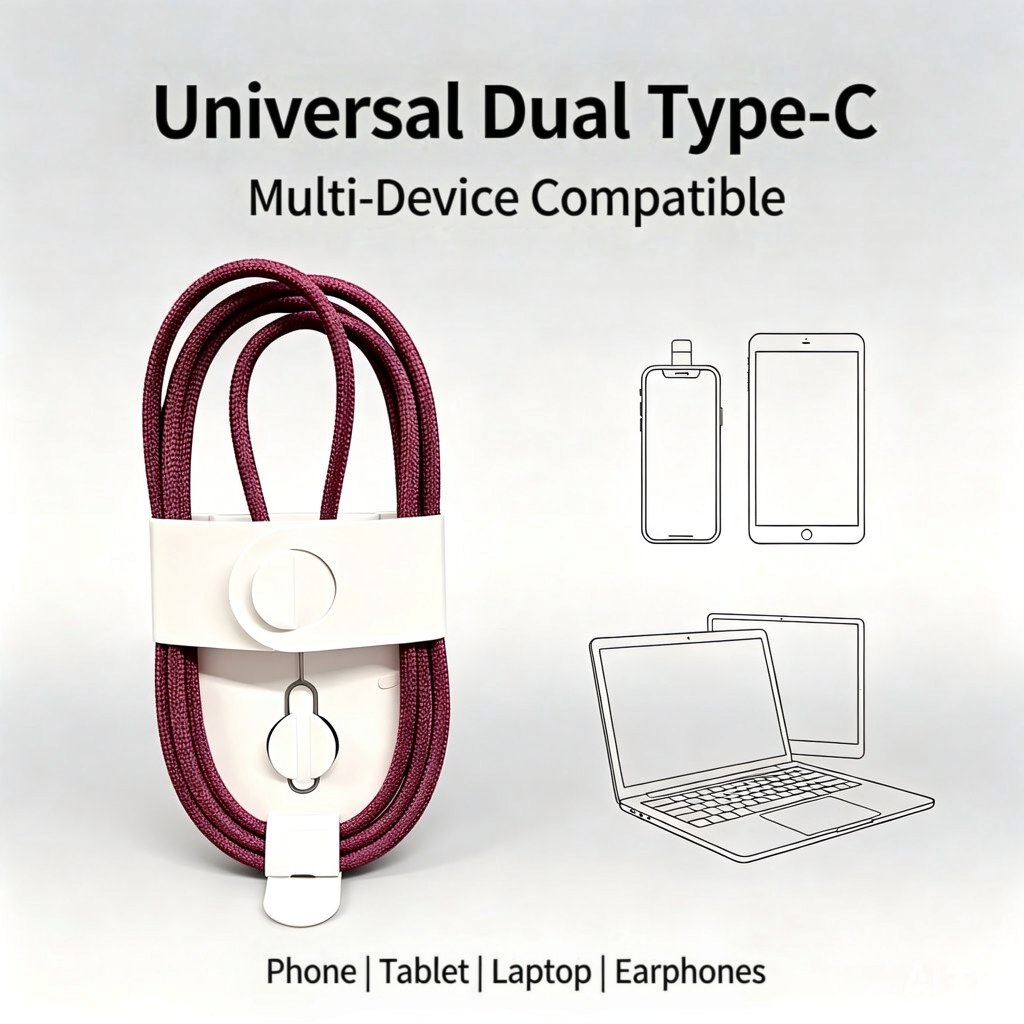 Cherry Red Braided USB-C Cable — 3