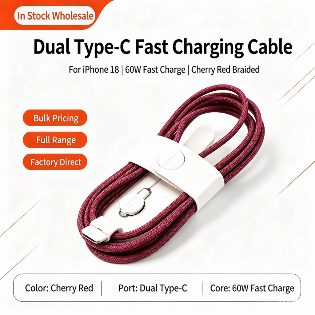 Cherry Red Braided USB-C Cable — 4