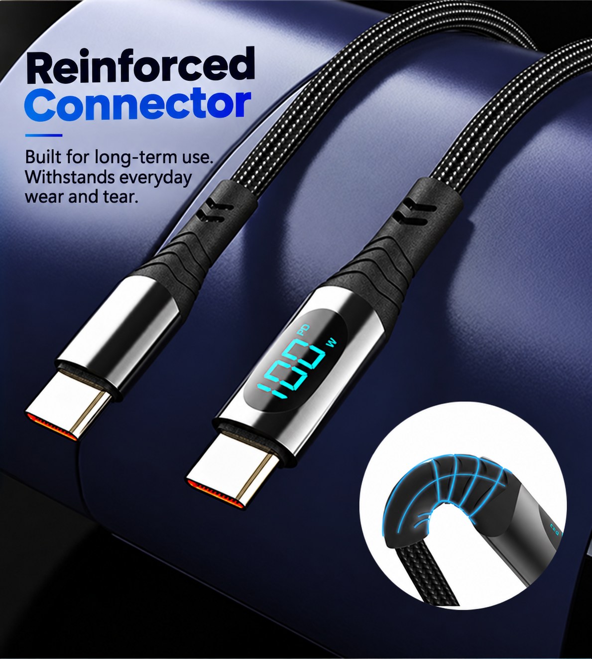 100W USB-C Cable with LED Display — 3