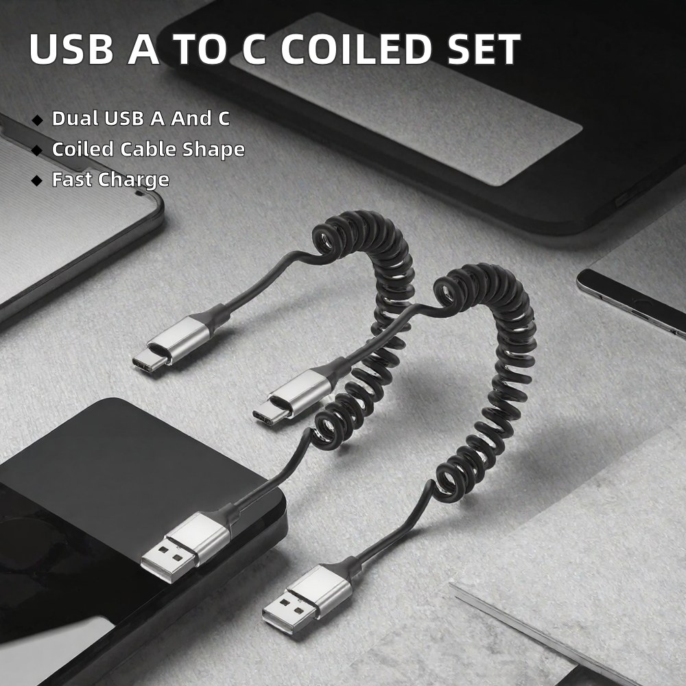 Coiled USB-A to USB-C Cable — 2