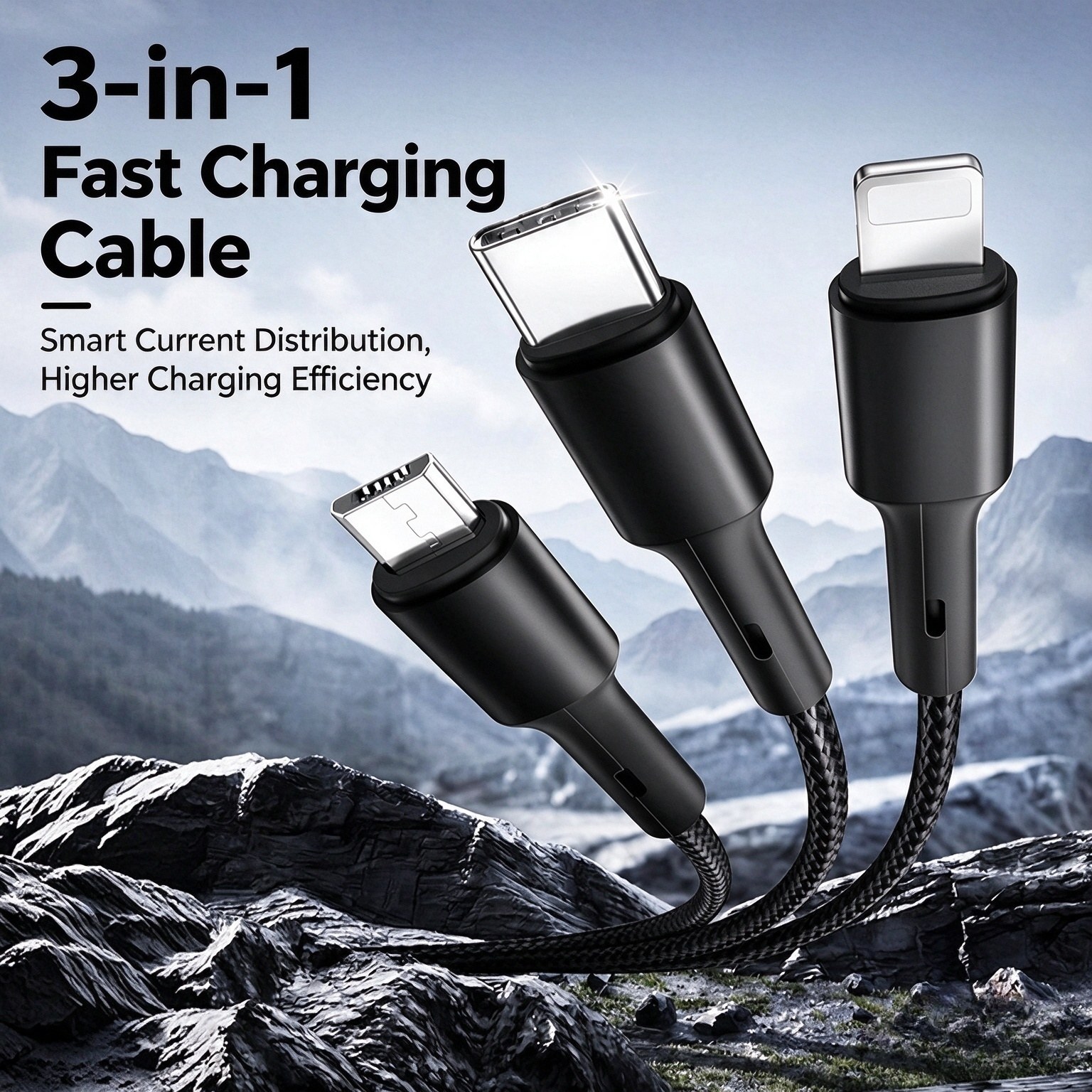 3-in-1 Braided Cable with LED Logo — 2