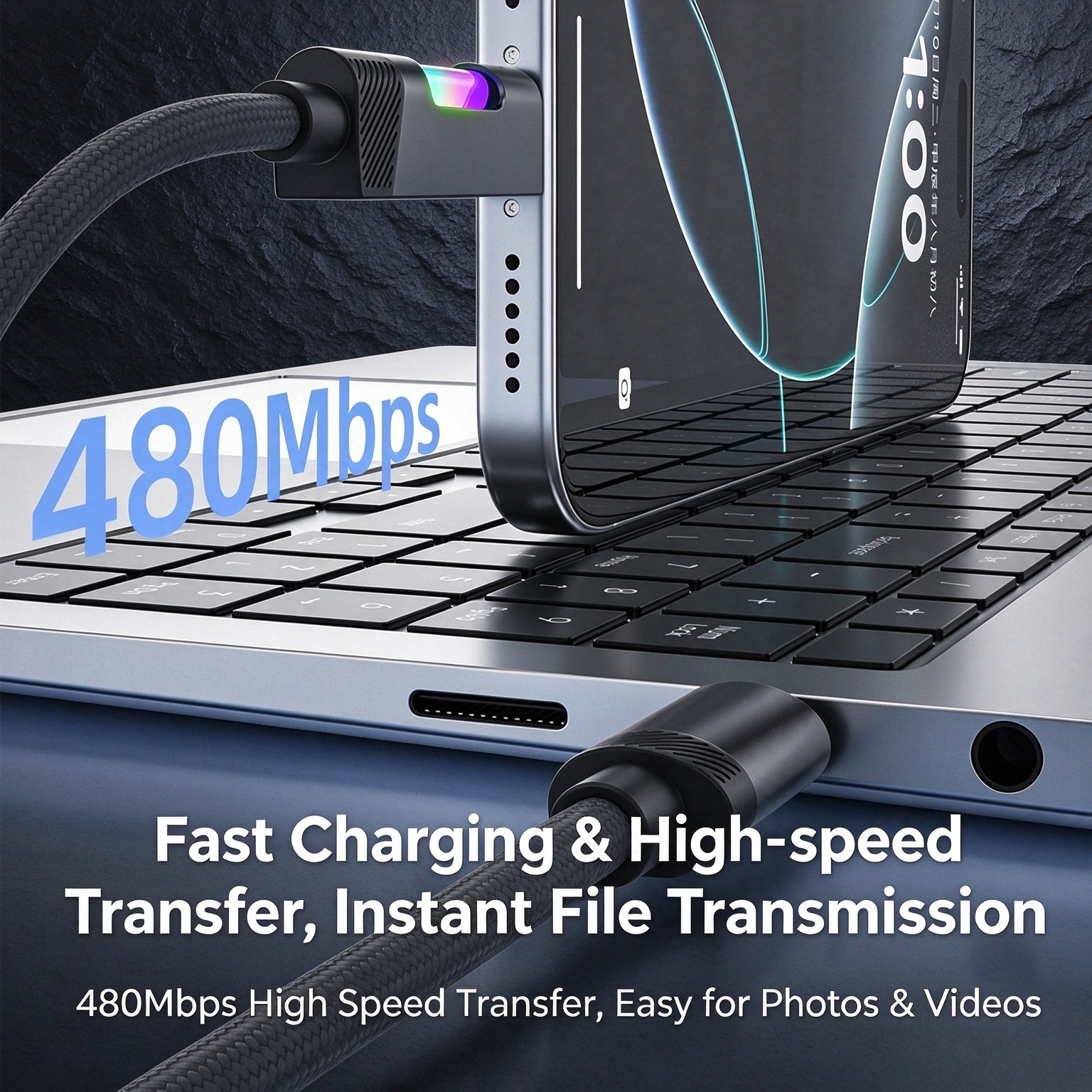 100W USB-C Cable with Colorful LED — 3