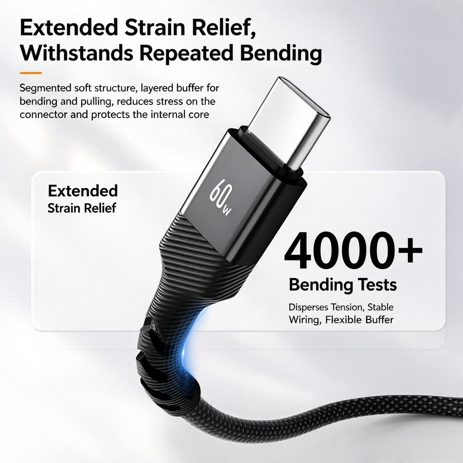 60W 5A Nylon Braided USB-C Cable — 3